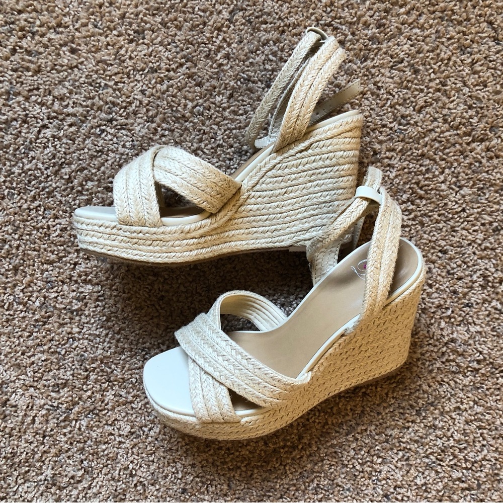 Cute natural jute espadrille wedge sandals